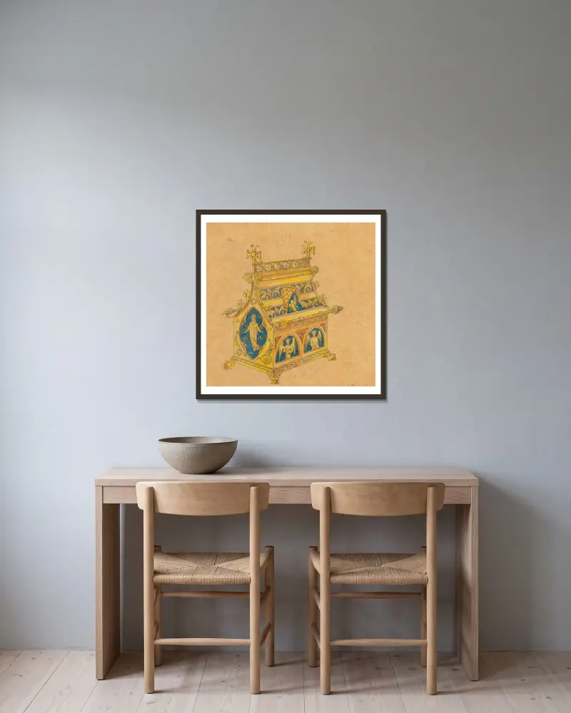 Design executed for Jones and Willis, metal and wood-workers and church furniture manufacturers of Birmingham and London – nr 4 av George Edmund Street inramad på en vägg
