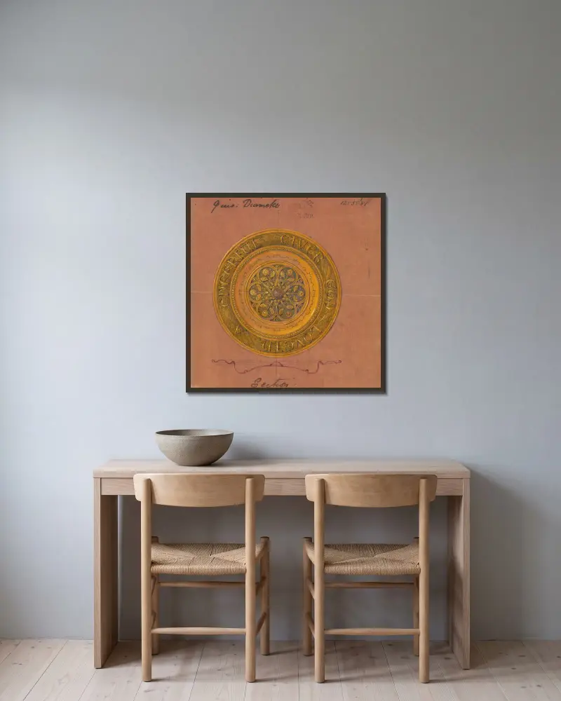 Design executed for Jones and Willis, metal and wood-workers and church furniture manufacturers of Birmingham and London – nr 1 av George Edmund Street inramad på en vägg