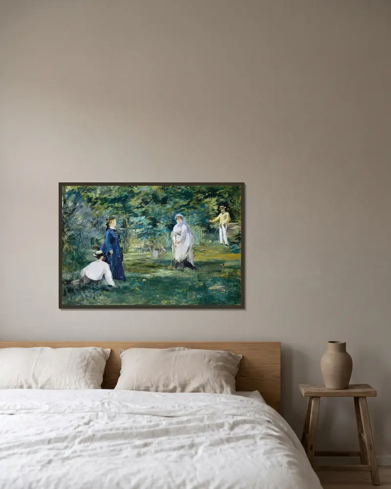 A Game of Croquet av Édouard Manet inramad på en vägg