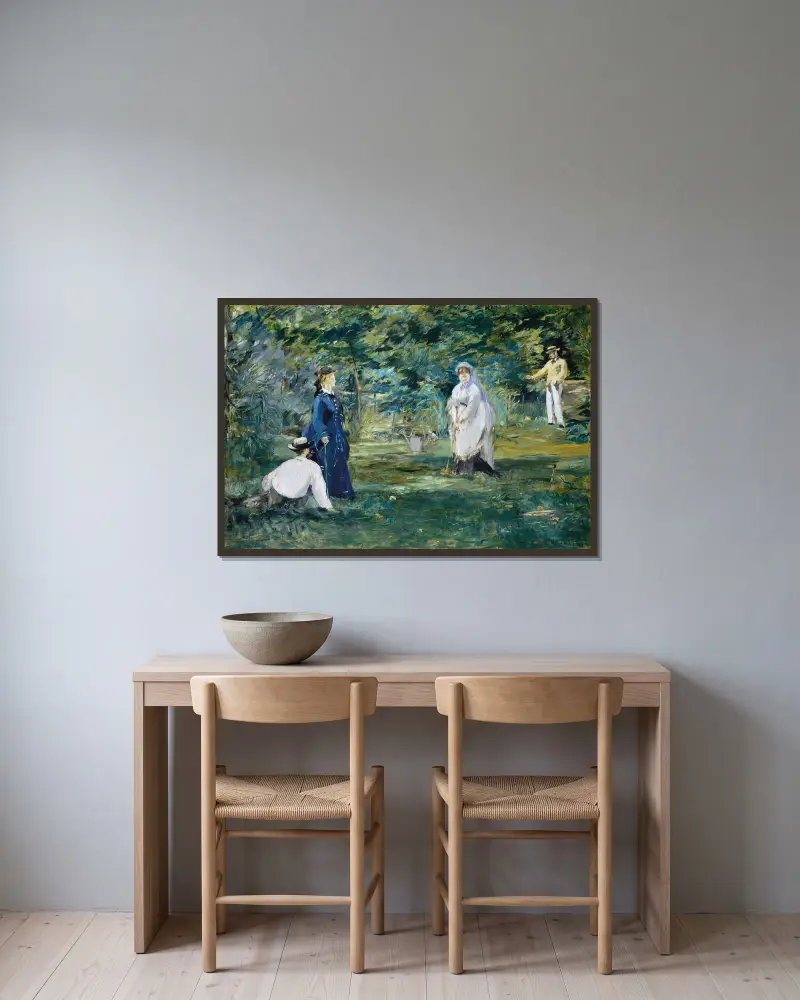 A Game of Croquet av Édouard Manet inramad på en vägg
