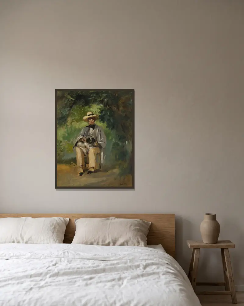 Ambroise Adam dans le jardin à Pressagny av Édouard Manet inramad på en vägg