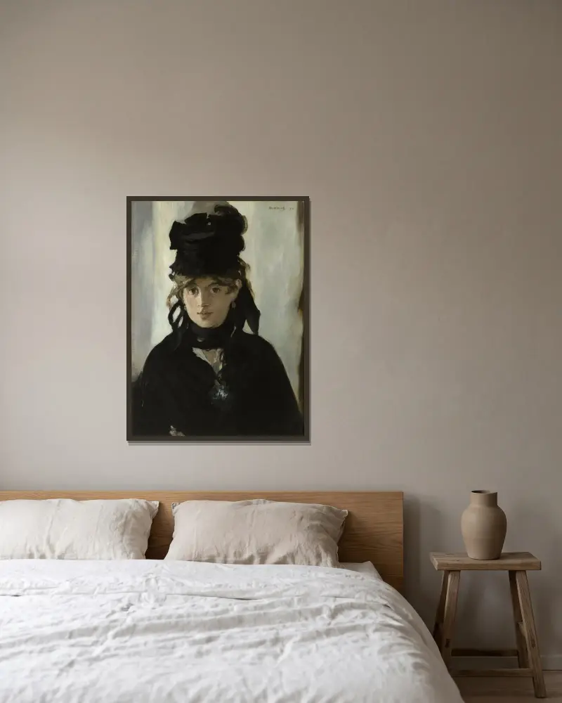 Berthe Morisot With A Bouquet Of Violets av Édouard Manet inramad på en vägg
