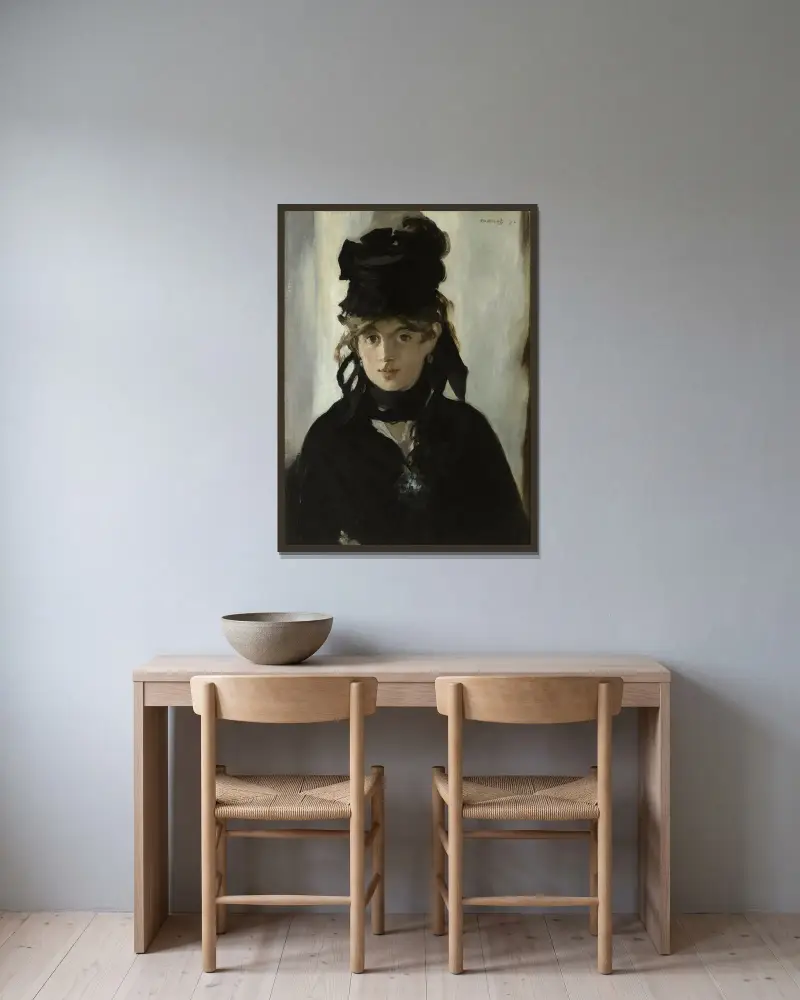 Berthe Morisot With A Bouquet Of Violets av Édouard Manet inramad på en vägg