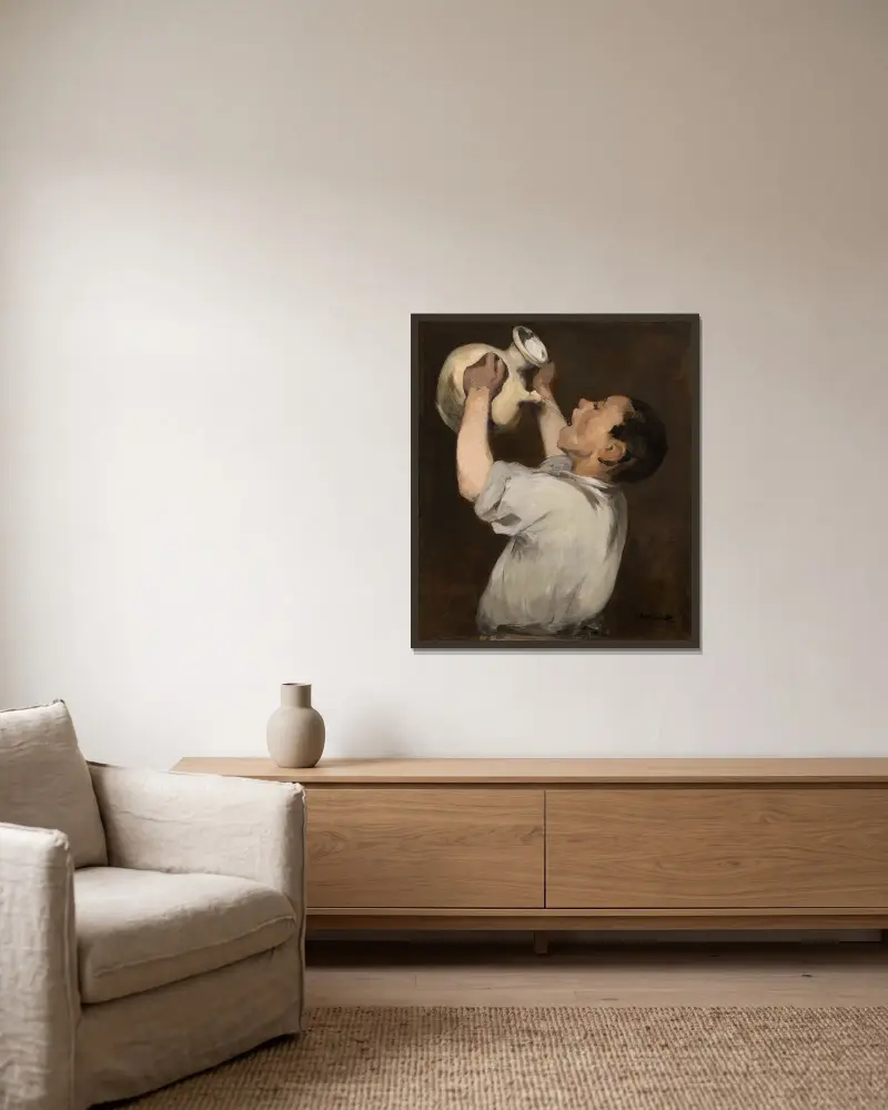 Chlapec s konvicí, Édouard Manet v rámu na stěně