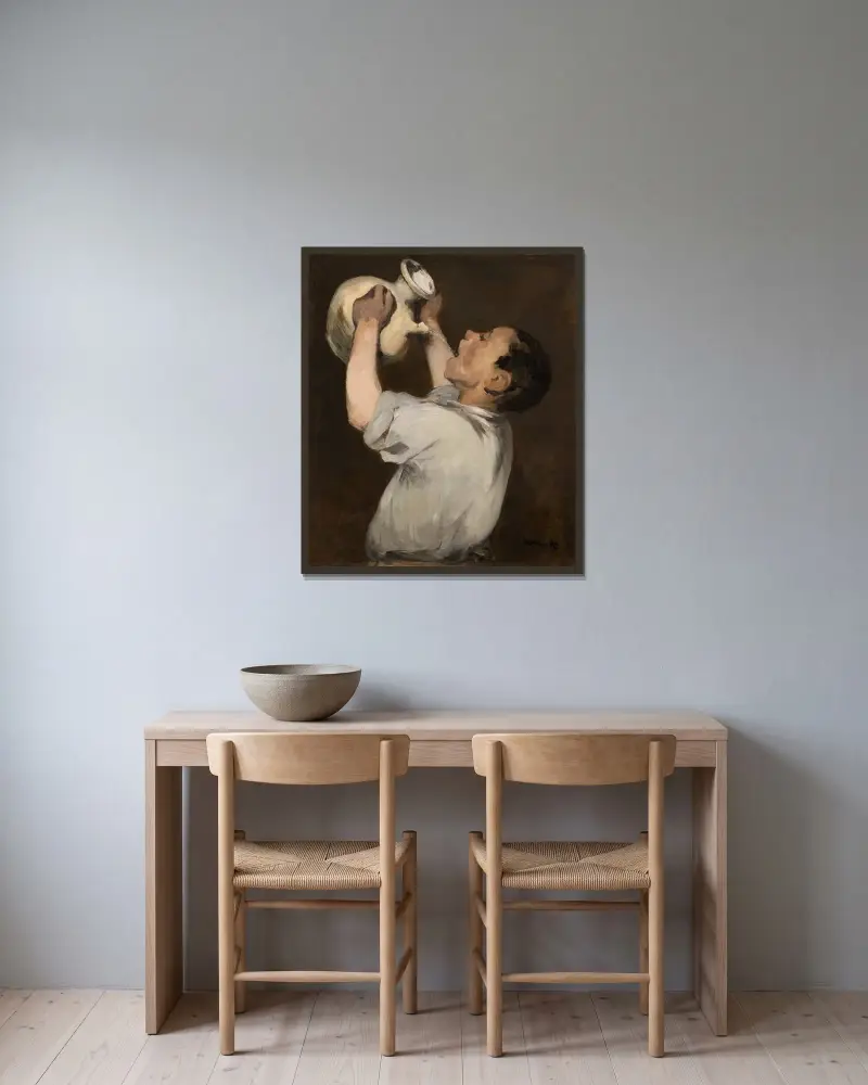 Chlapec s konvicí, Édouard Manet v rámu na stěně
