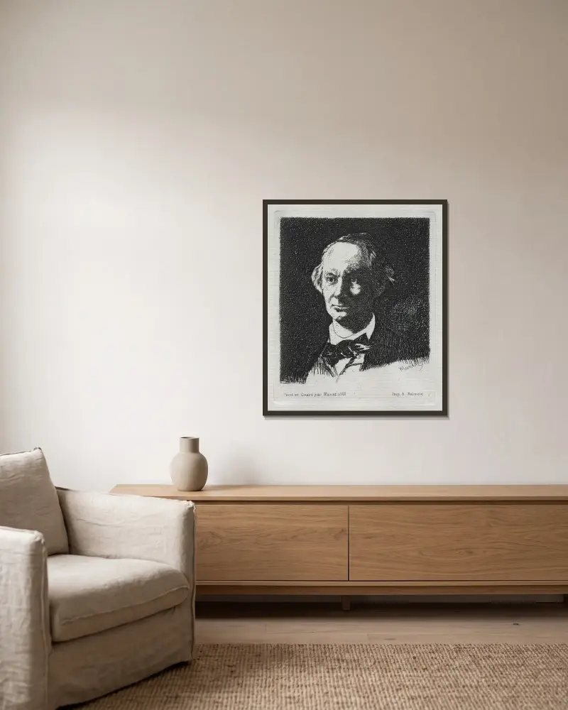 Charles Baudelaire, 1869 von Édouard Manet gerahmt an einer Wand
