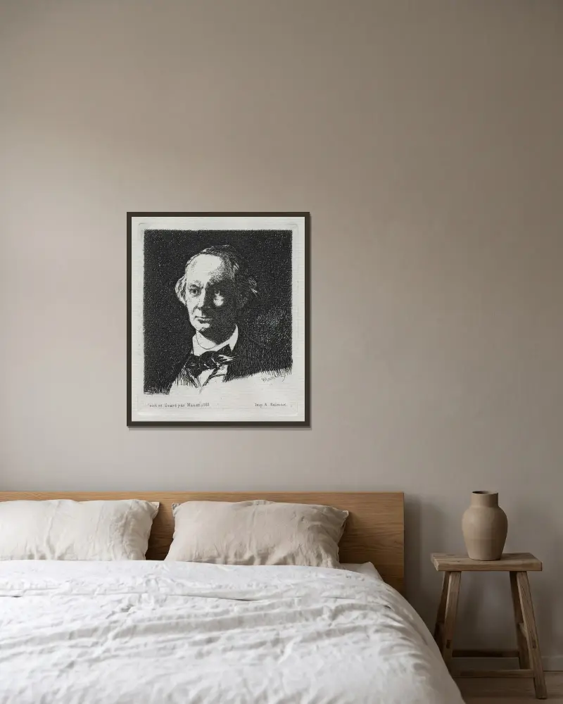 Charles Baudelaire, 1869 von Édouard Manet gerahmt an einer Wand