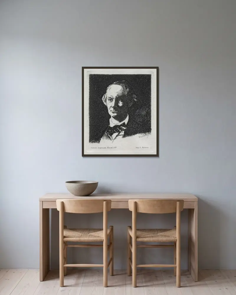 Charles Baudelaire, 1869 von Édouard Manet gerahmt an einer Wand