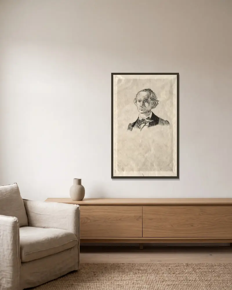 Charles Baudelaire, 1865 von Édouard Manet gerahmt an einer Wand