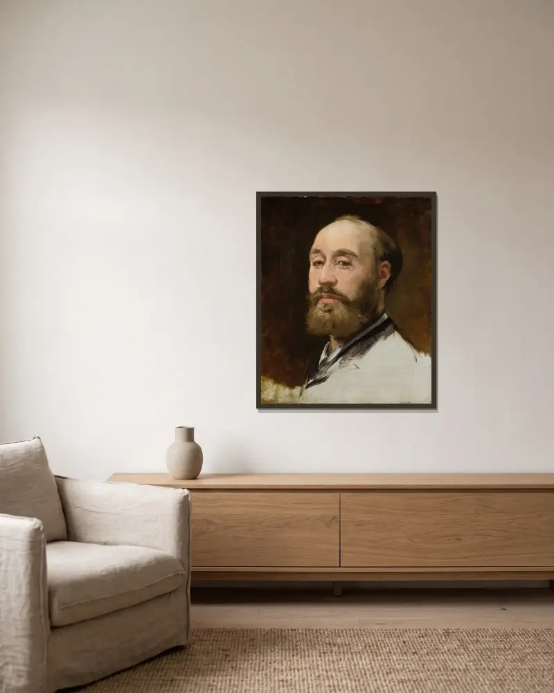 Head of Jean-Baptiste Faure (1830–1914) av Édouard Manet inramad på en vägg