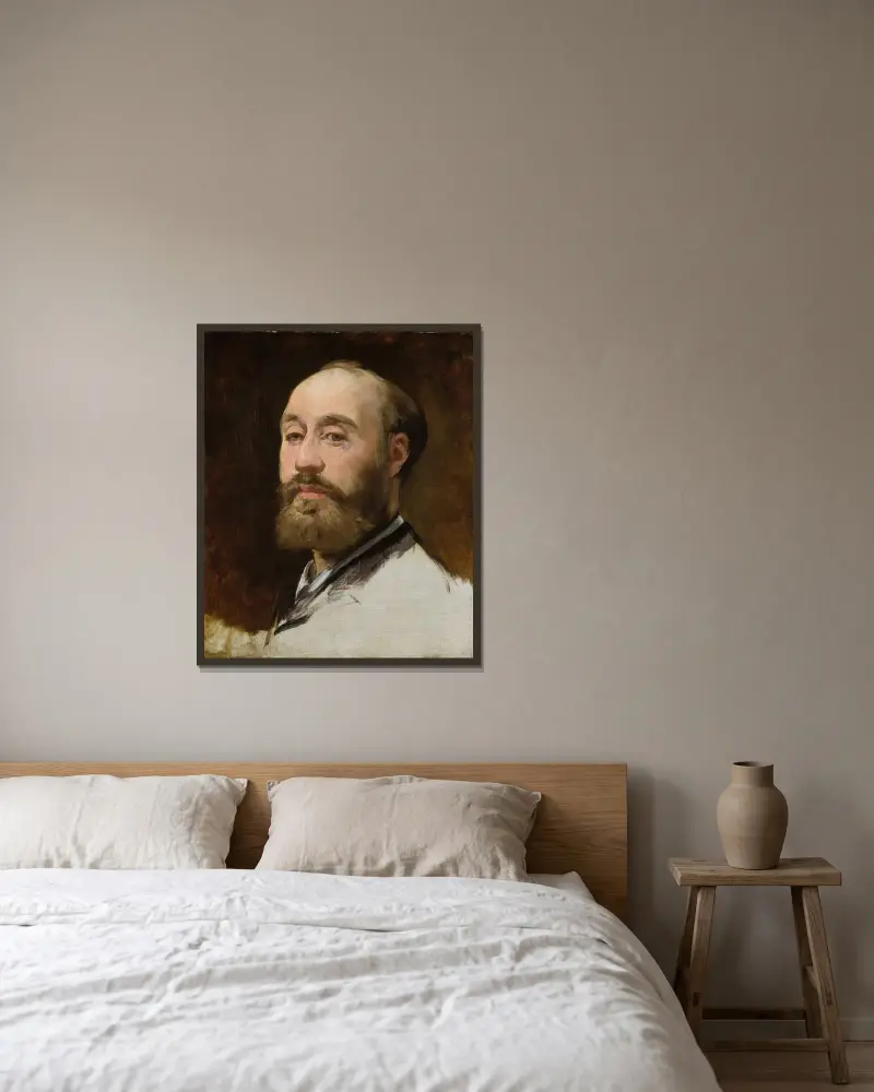Head of Jean-Baptiste Faure (1830–1914) av Édouard Manet inramad på en vägg