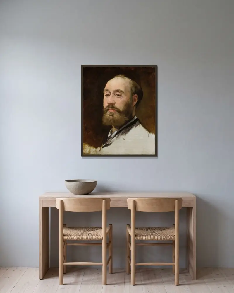 Head of Jean-Baptiste Faure (1830–1914) av Édouard Manet inramad på en vägg