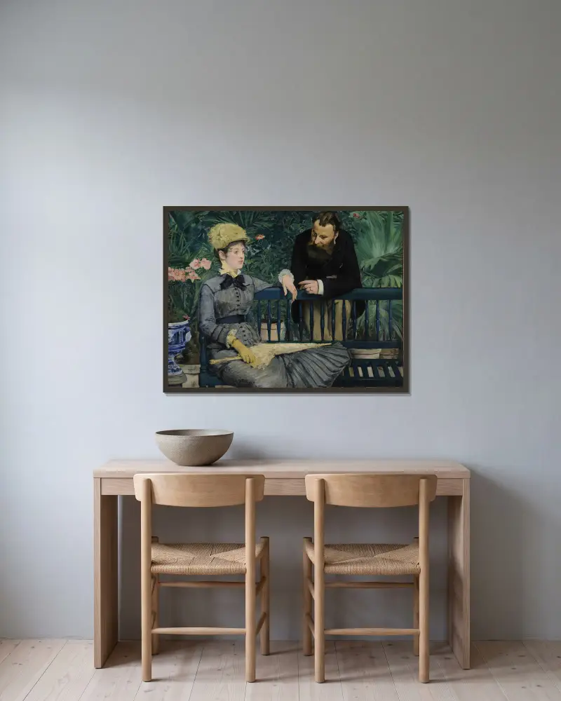 W oranżerii, Édouard Manet w ramie na ścianie