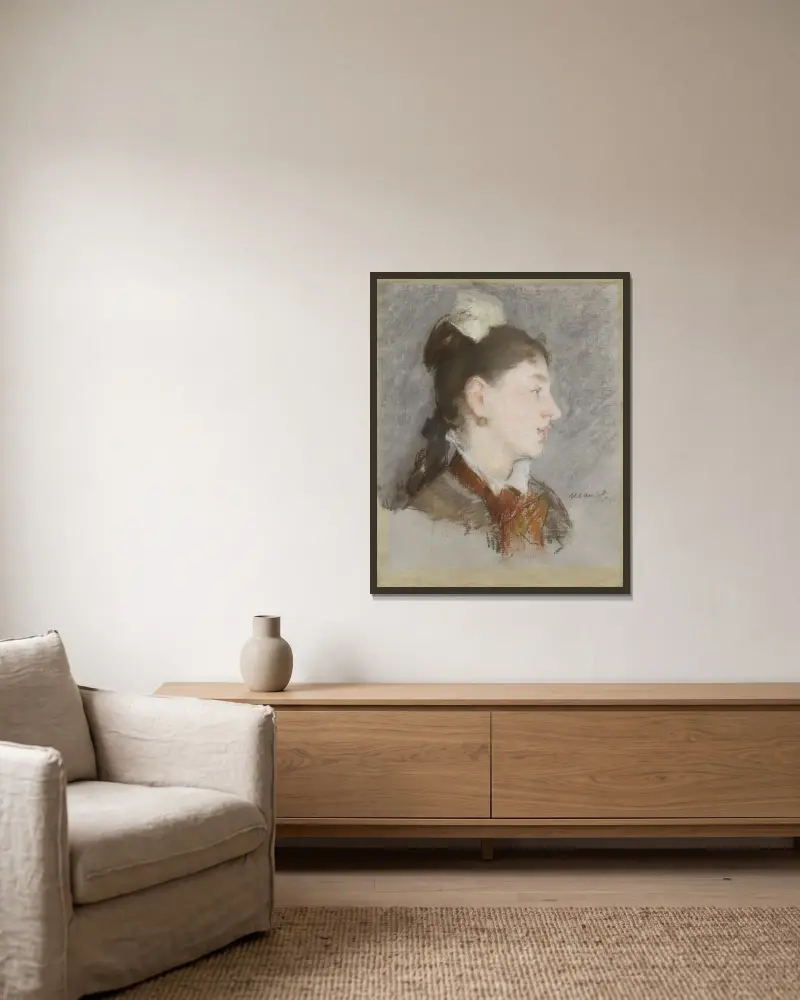 Jeune fille au col cassé, de profil av Édouard Manet inramad på en vägg