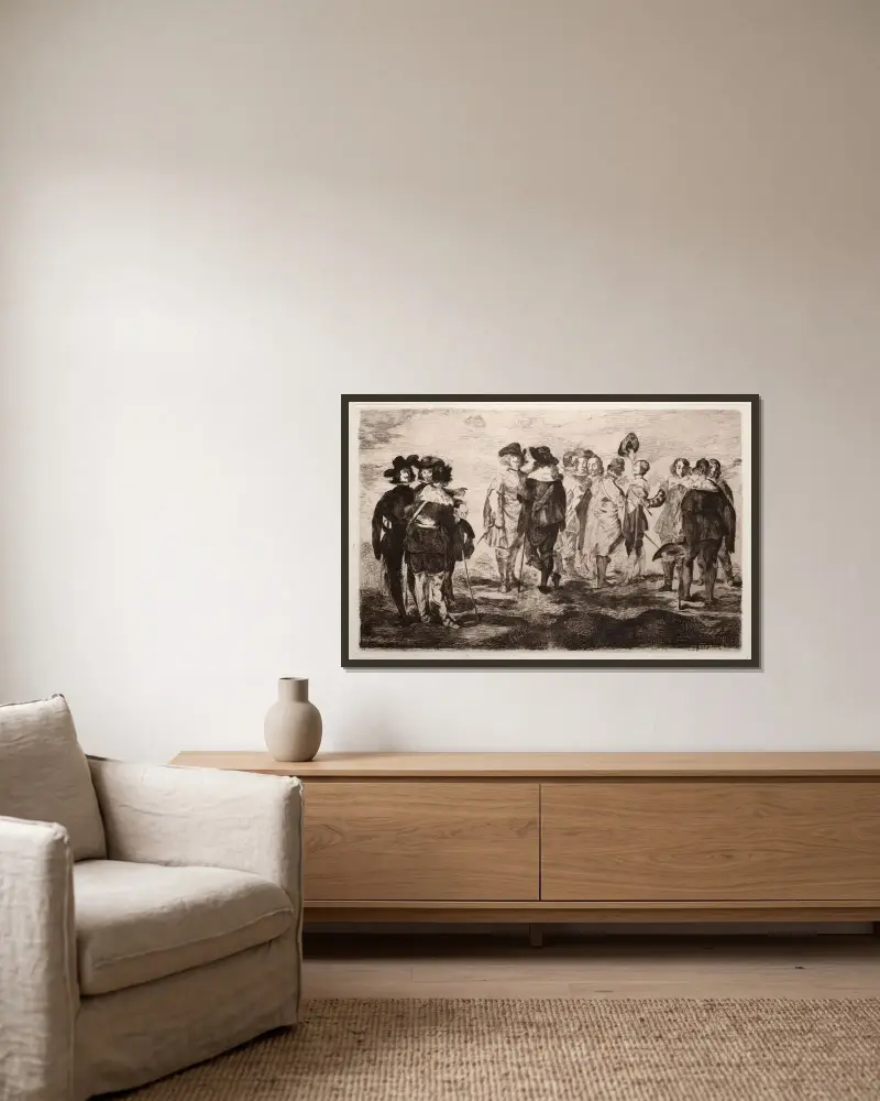 Malí jezdci, Édouard Manet v rámu na stěně