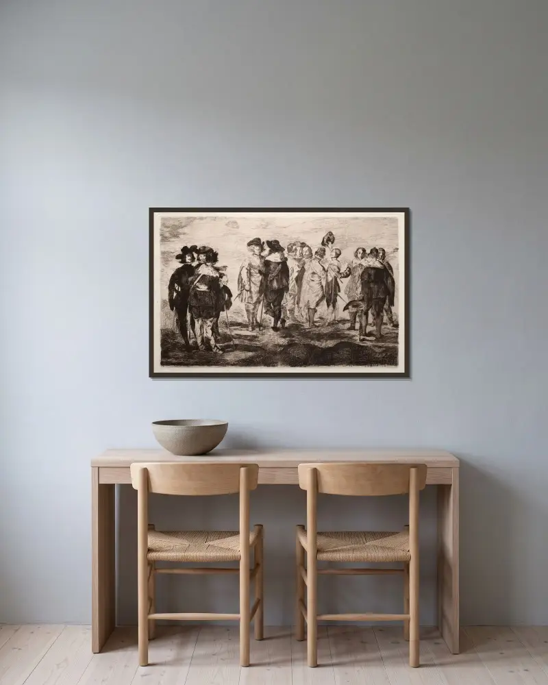 Malí jezdci, Édouard Manet v rámu na stěně