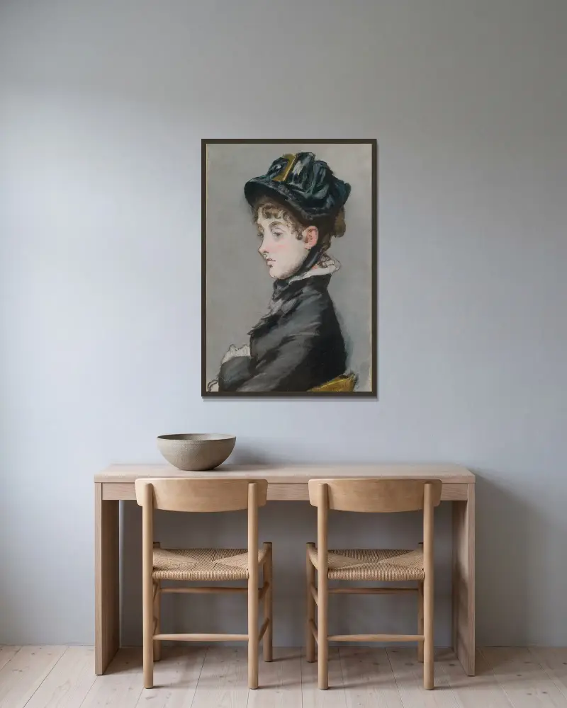 Madame Guillemet av Édouard Manet inramad på en vägg