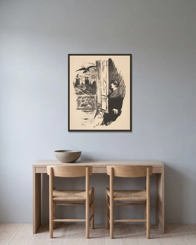 Hier stieß ich den Fensterladen auf von Édouard Manet gerahmt an einer Wand