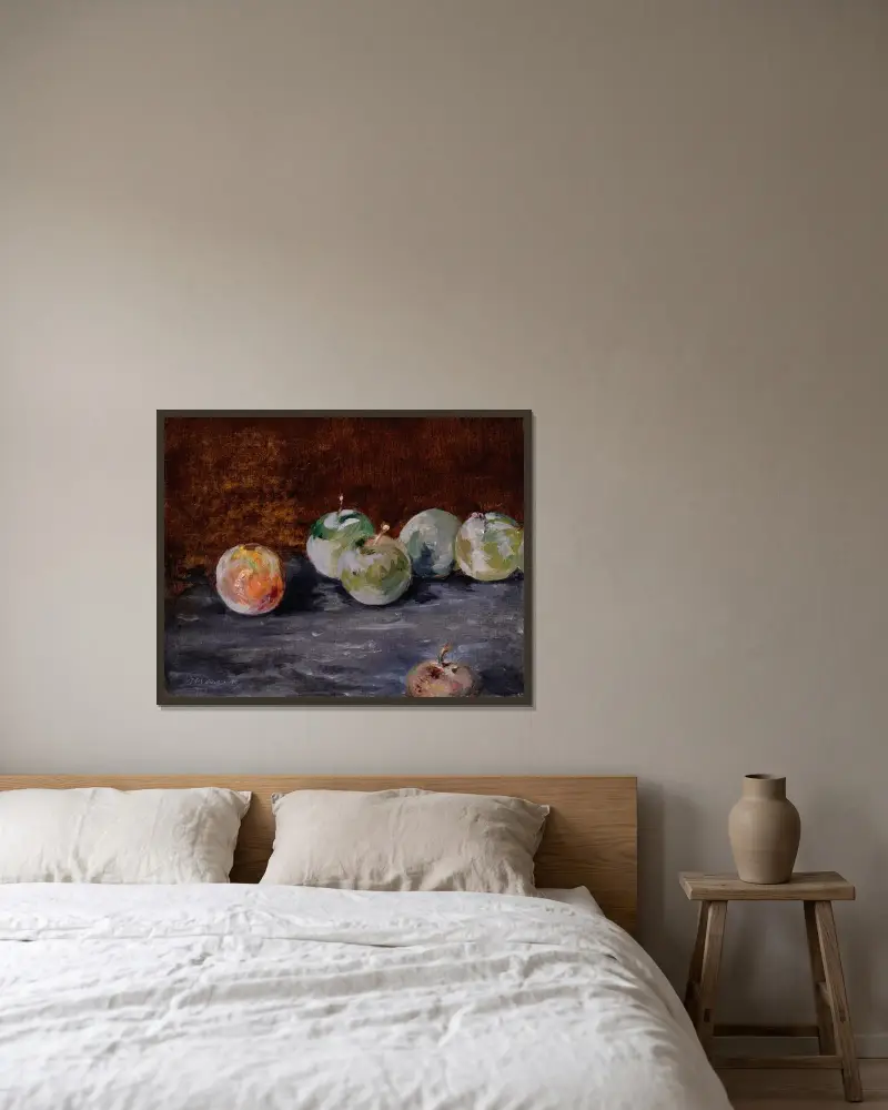 Pflaumen von Édouard Manet gerahmt an einer Wand