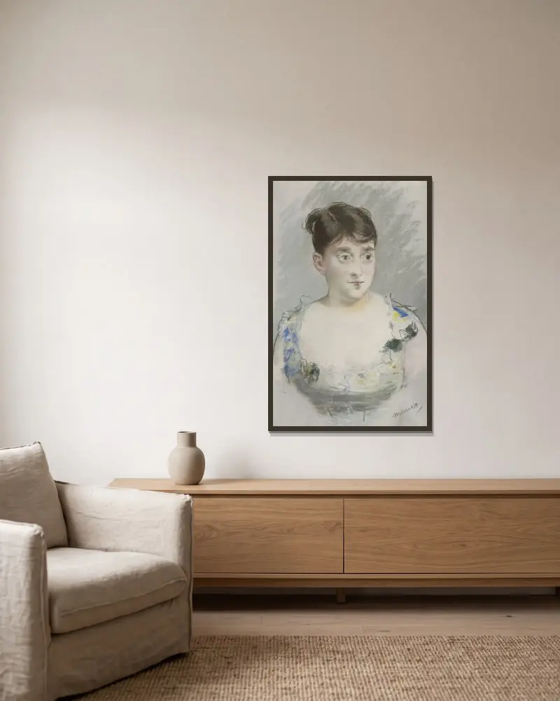 Portrait de Madame du Paty av Édouard Manet inramad på en vägg