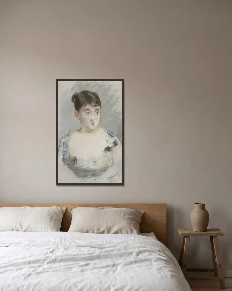 Portrait de Madame du Paty av Édouard Manet inramad på en vägg