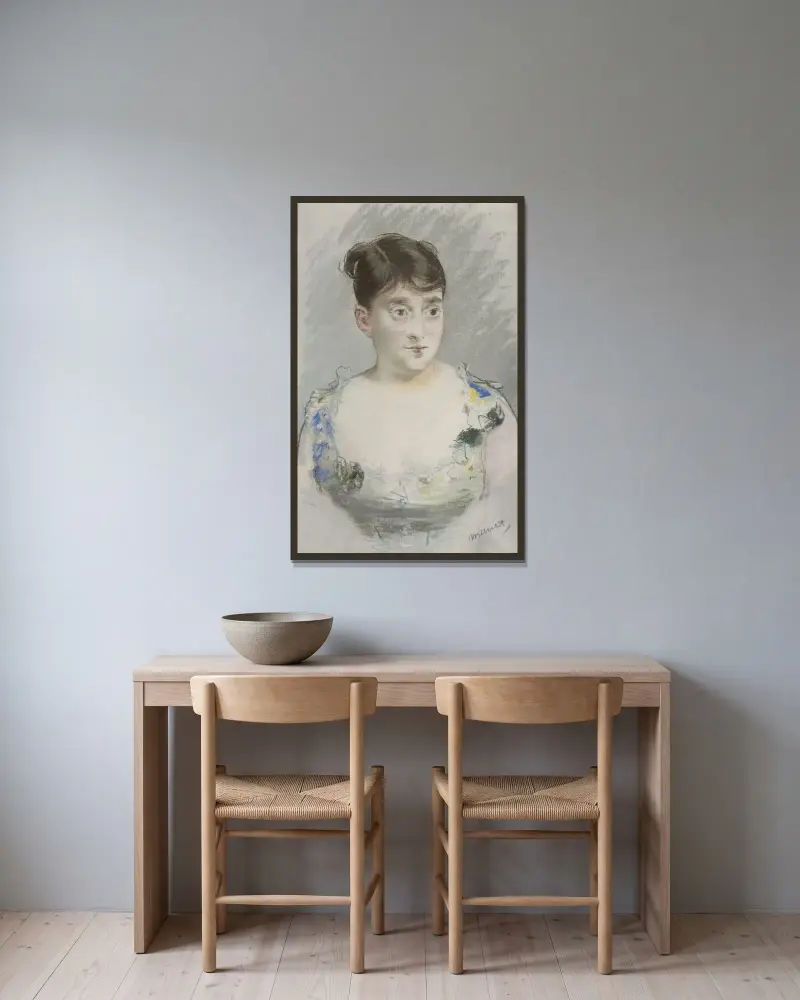Portrait de Madame du Paty av Édouard Manet inramad på en vägg