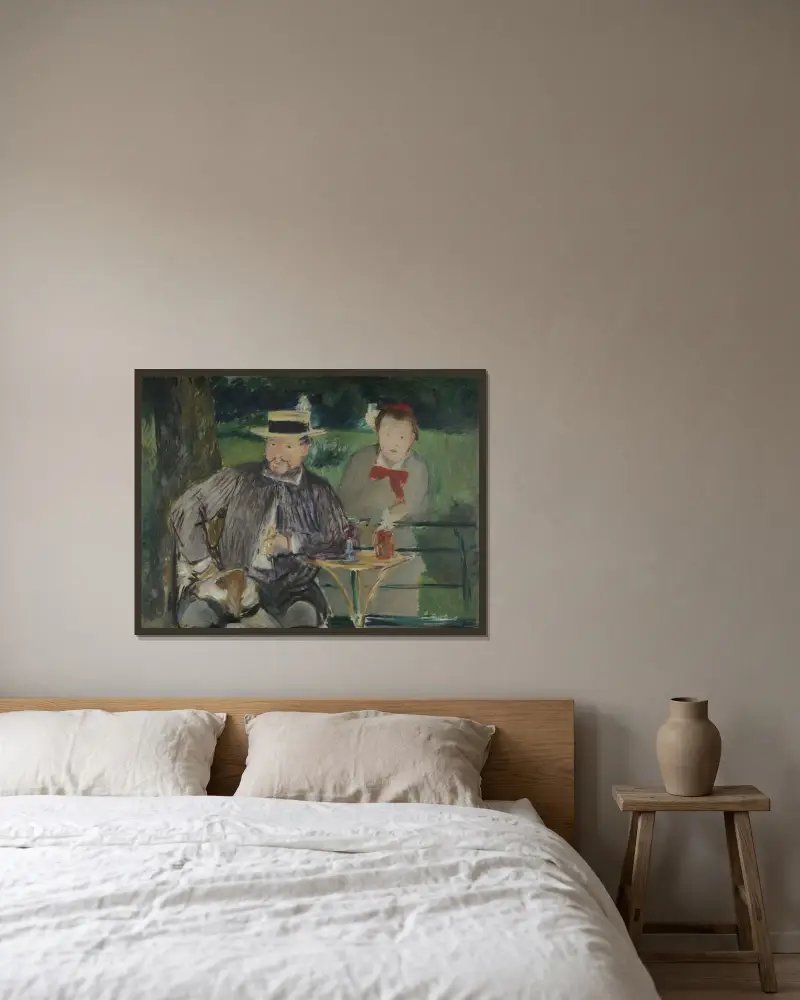 Portrait D’ernest Hoschedé Et Sa Fille Marthe av Édouard Manet inramad på en vägg