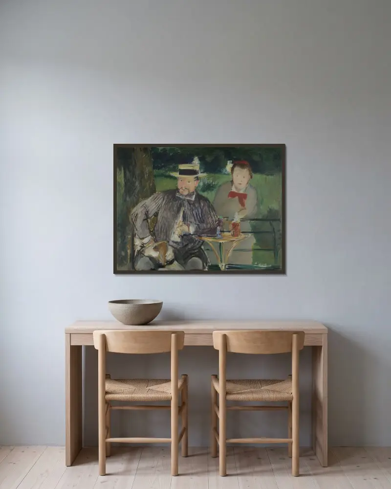 Portrait D’ernest Hoschedé Et Sa Fille Marthe av Édouard Manet inramad på en vägg