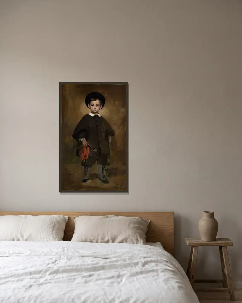 Portrait of a child av Édouard Manet inramad på en vägg