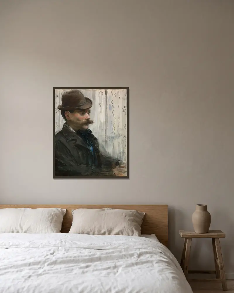 Portrait of Alphonse Maureau av Édouard Manet inramad på en vägg