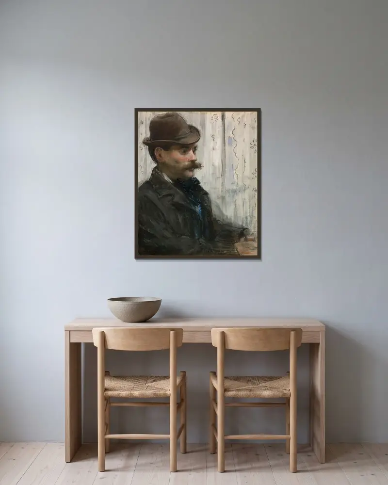 Portrait of Alphonse Maureau av Édouard Manet inramad på en vägg