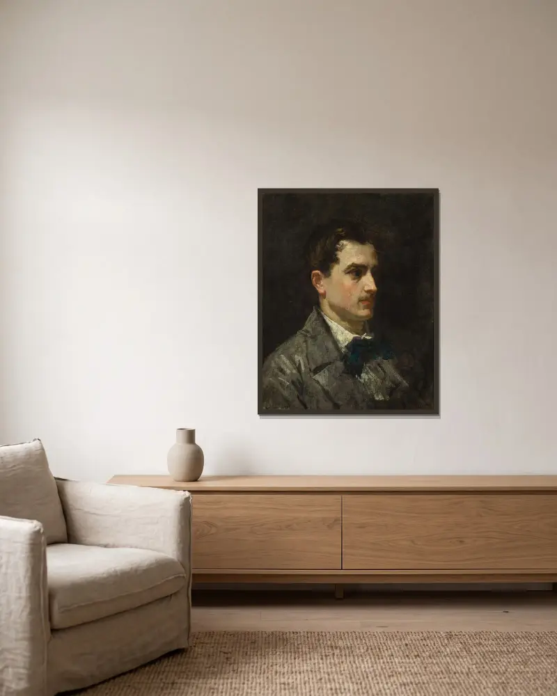 Portrait of Antonio Proust av Édouard Manet inramad på en vägg