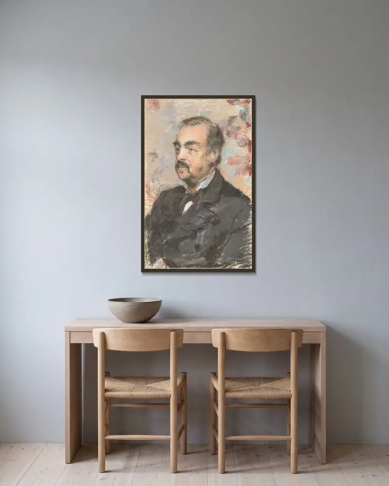 Portrait of Julien de la Rochenoire av Édouard Manet inramad på en vägg
