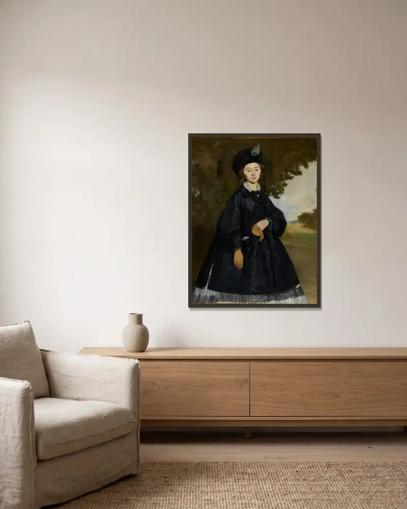 Portrait of Madame Brunet av Édouard Manet inramad på en vägg