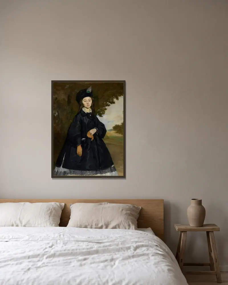 Portrait of Madame Brunet av Édouard Manet inramad på en vägg