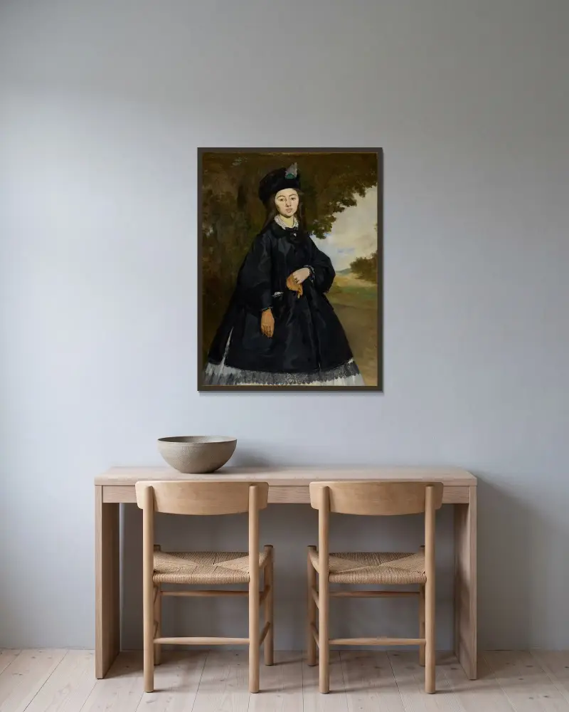 Portrait of Madame Brunet av Édouard Manet inramad på en vägg