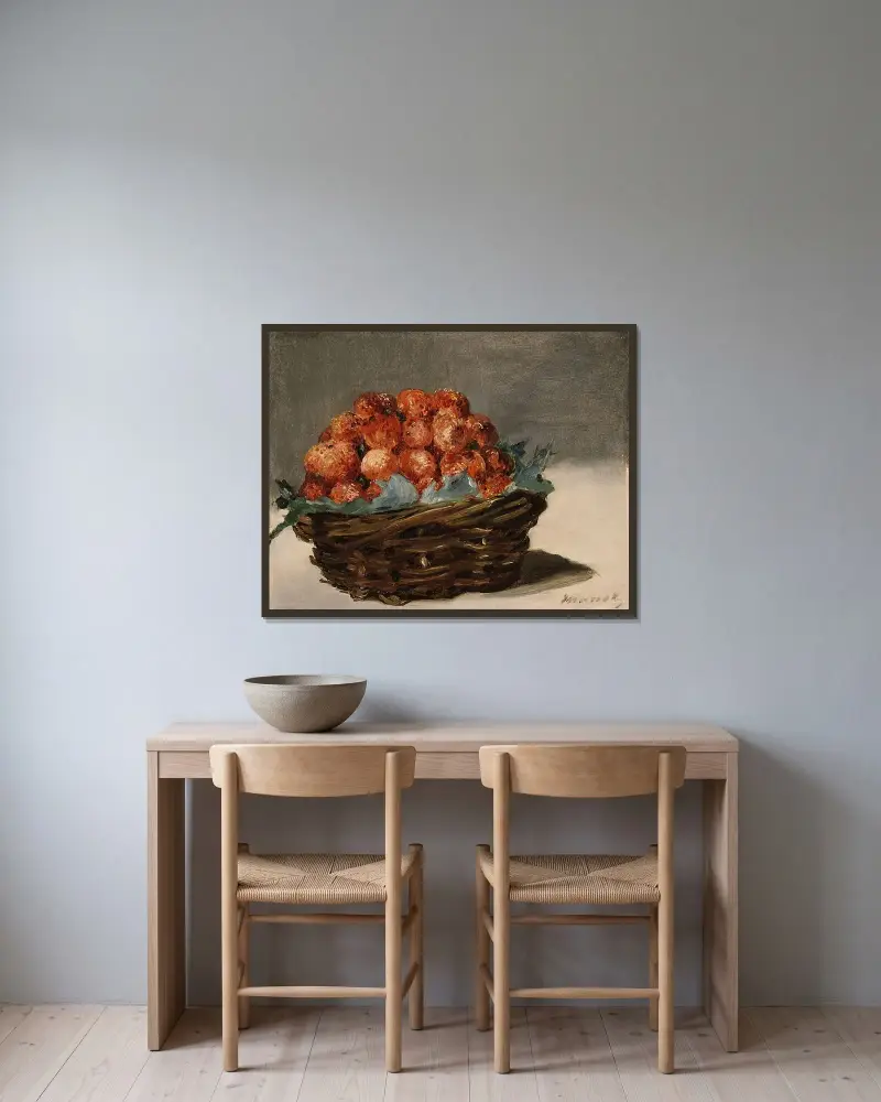 Jahody, Édouard Manet v rámu na stěně
