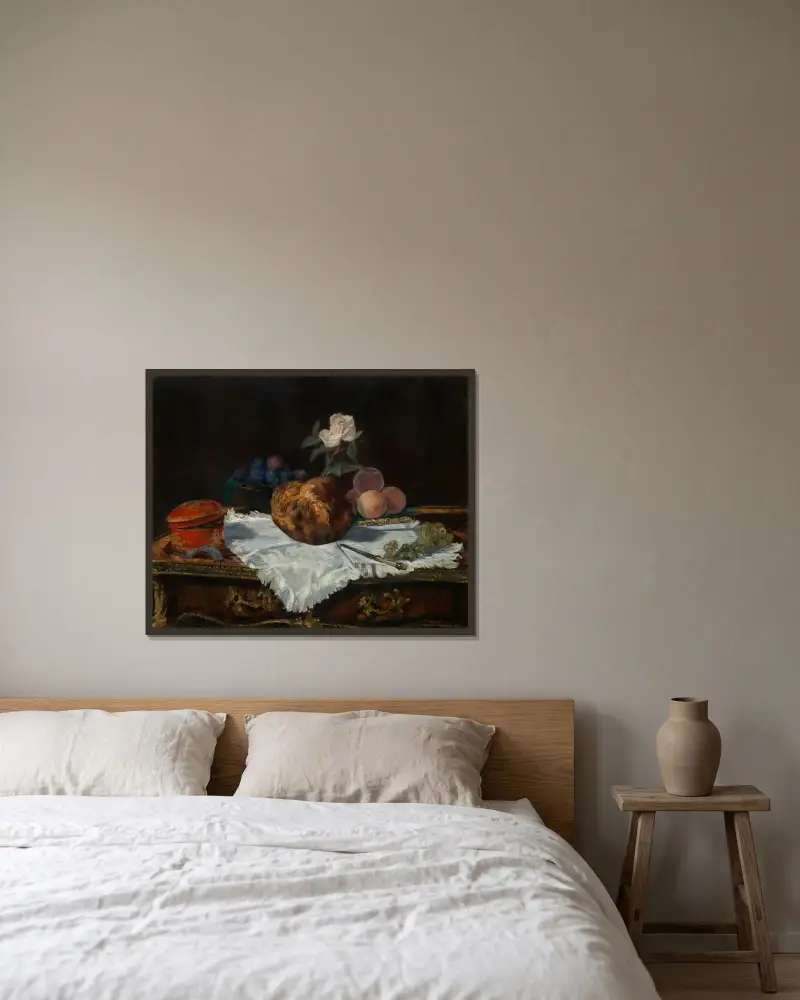Der Brioche von Édouard Manet gerahmt an einer Wand