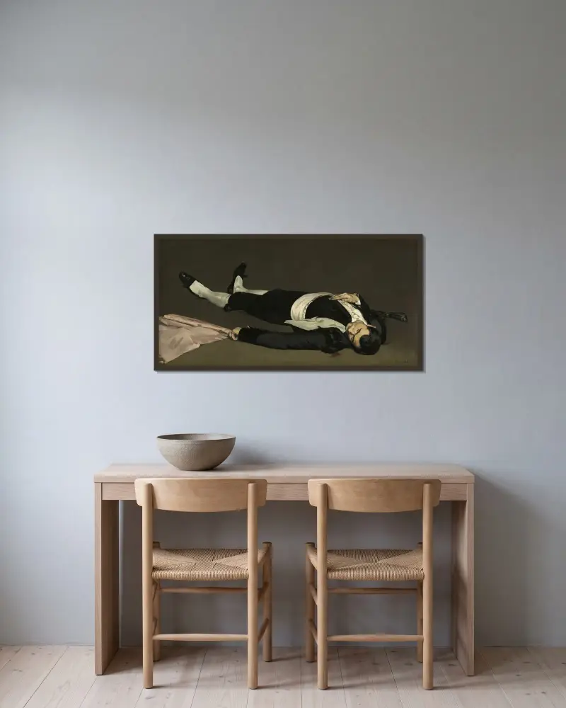The Dead Toreador (probably 1864) av Édouard Manet inramad på en vägg