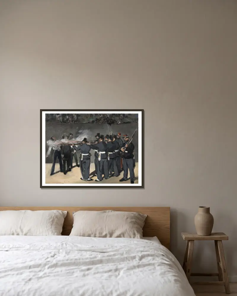 The Execution Of Emperor Maximilian, 1867 – nr 1 av Édouard Manet inramad på en vägg