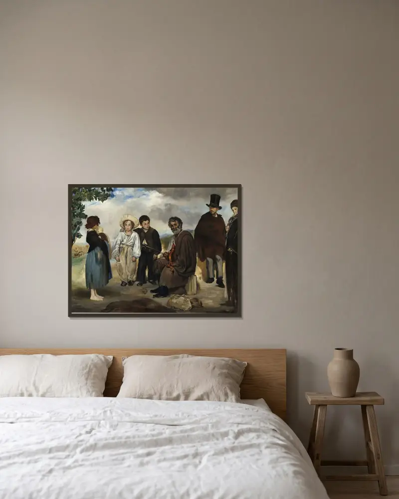 The Old Musician av Édouard Manet inramad på en vägg