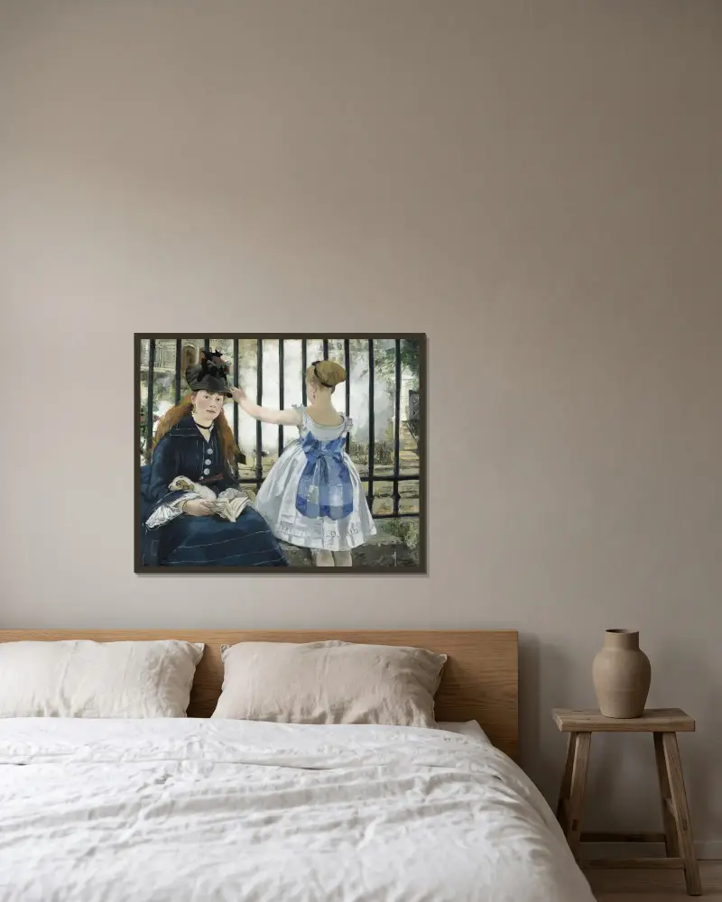 Die Eisenbahn von Édouard Manet gerahmt an einer Wand