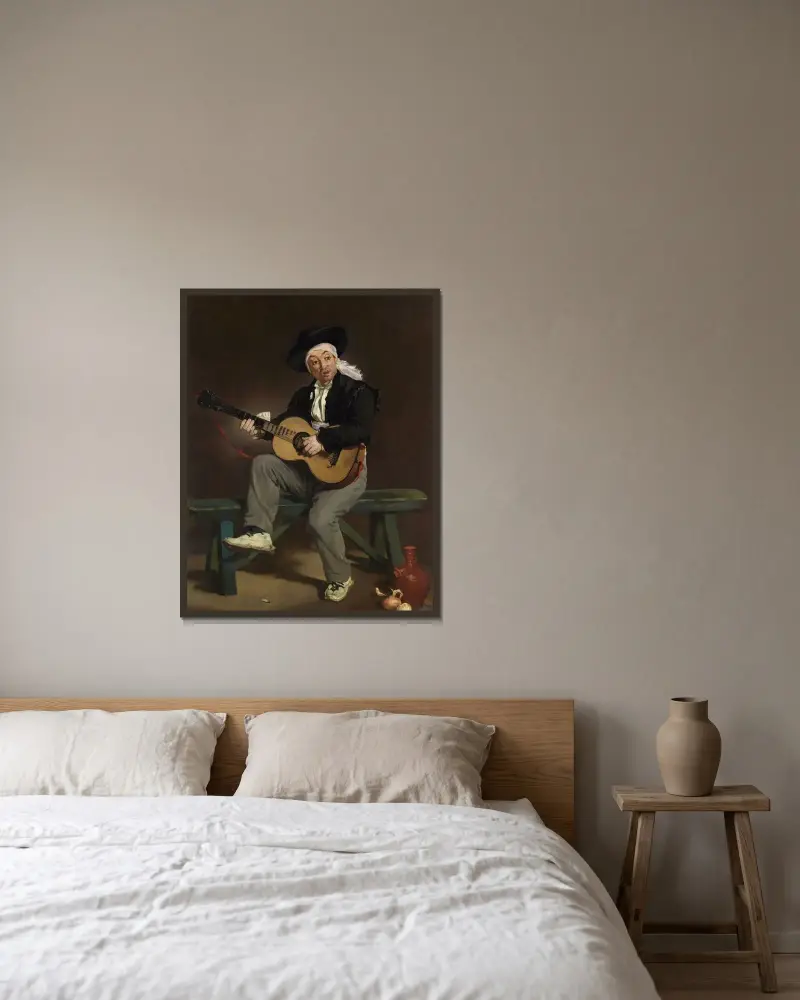 Der spanische Sänger, 1860 von Édouard Manet gerahmt an einer Wand