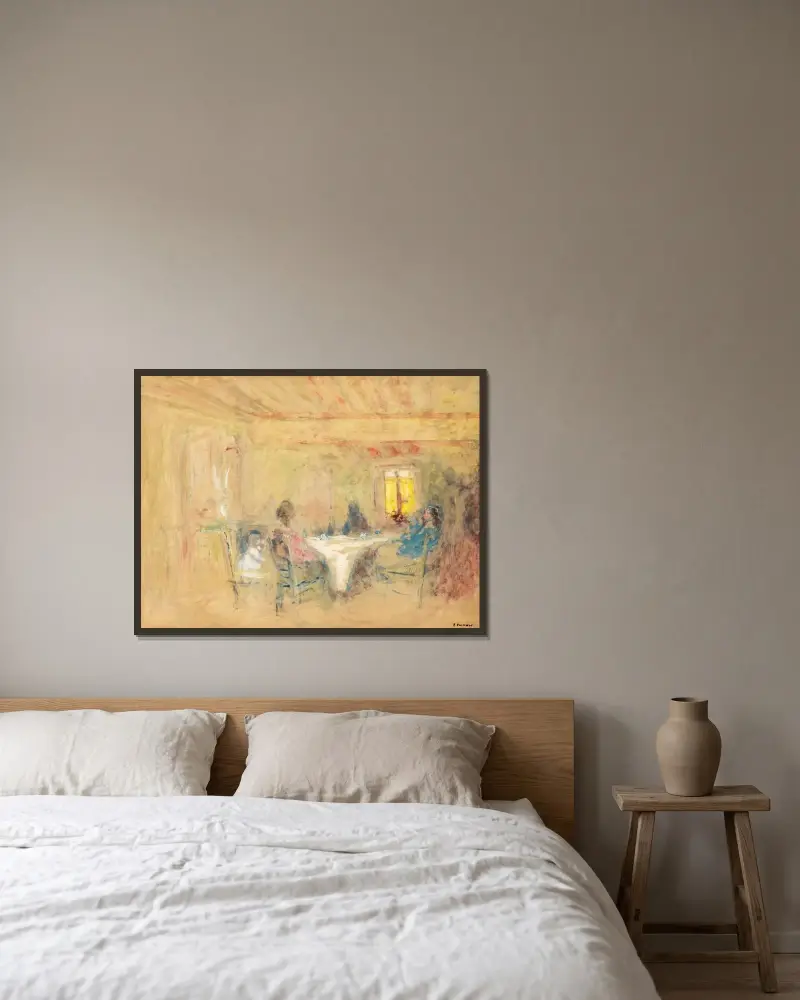 U stolu, Édouard Vuillard v rámu na stěně