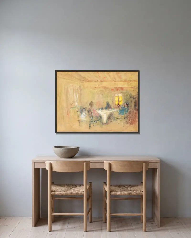U stolu, Édouard Vuillard v rámu na stěně