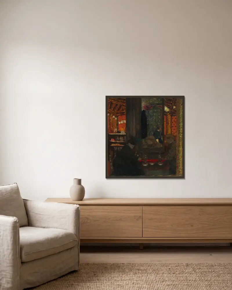 W kawiarni, Édouard Vuillard w ramie na ścianie