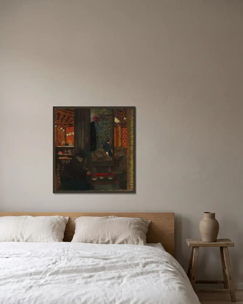 W kawiarni, Édouard Vuillard w ramie na ścianie