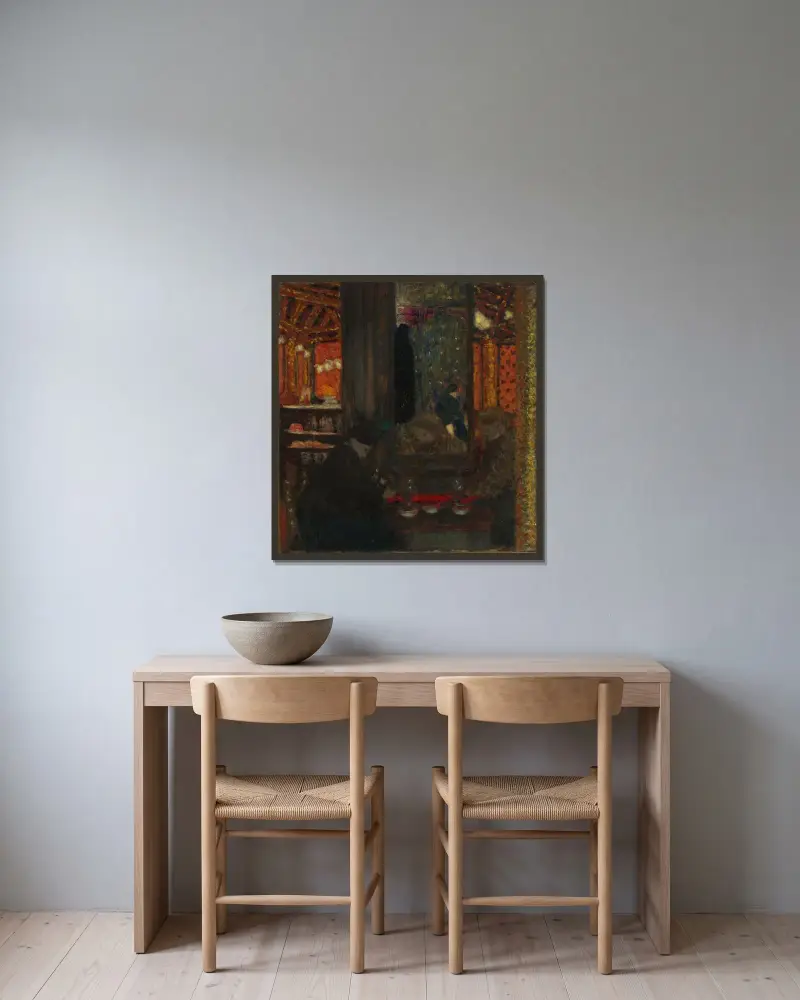 W kawiarni, Édouard Vuillard w ramie na ścianie
