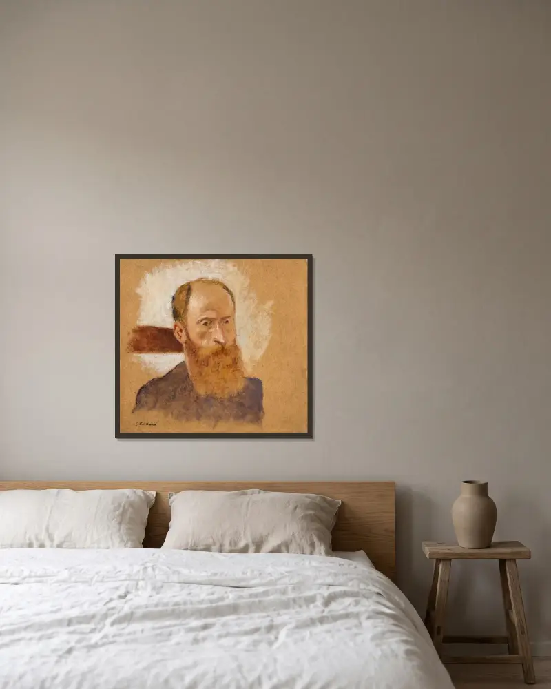 Självporträtt i Villeneuve-sur-Yonne av Édouard Vuillard inramad på en vägg