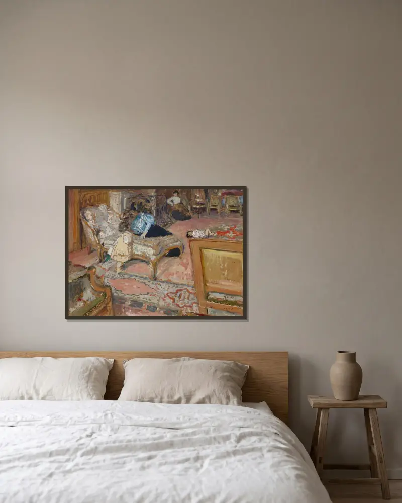 Confidence, les enfants Bernheim au salon av Édouard Vuillard inramad på en vägg